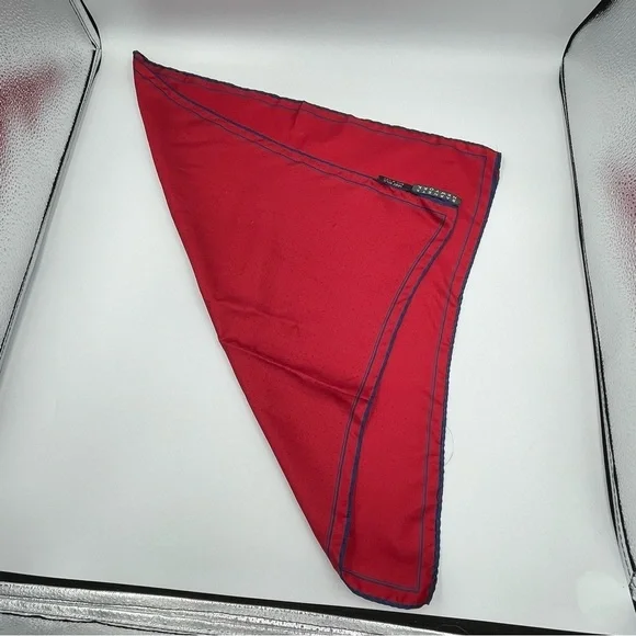 Barney’s New York Silk Pocket Square Red Handkerchief Polka Dots Vintage - Picture 6 of 6